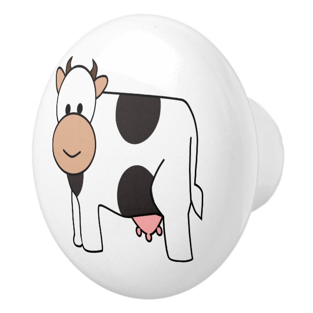 Cow illustration kids' room ceramic knob (Right)