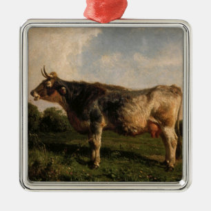 Cow in a Field (Farm Animal) (by Filippo Palizzi) Metal Tree Decoration