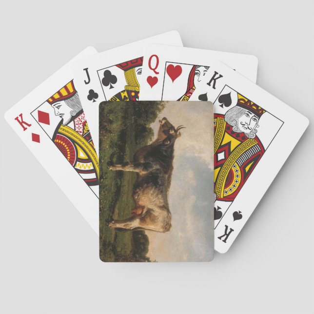 Cow in a Field (Farm Animal) (by Filippo Palizzi) Playing Cards (Back)