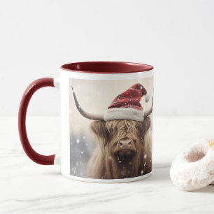Cow in a Santa Hat Christmas Holiday Mug