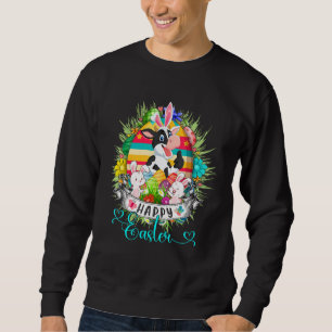 Cow In Easter Eggs Basket Cute Bunnies Happy Easte Sweatshirt