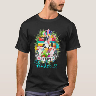 Cow In Easter Eggs Basket Cute Bunnies Happy Easte T-Shirt