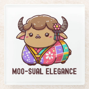 Cow in Elegance in Highland Glass Coaster
