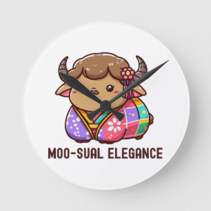 Cow in Elegance in Highland Round Clock