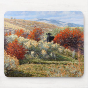Cow in Fall Setting Mousepad