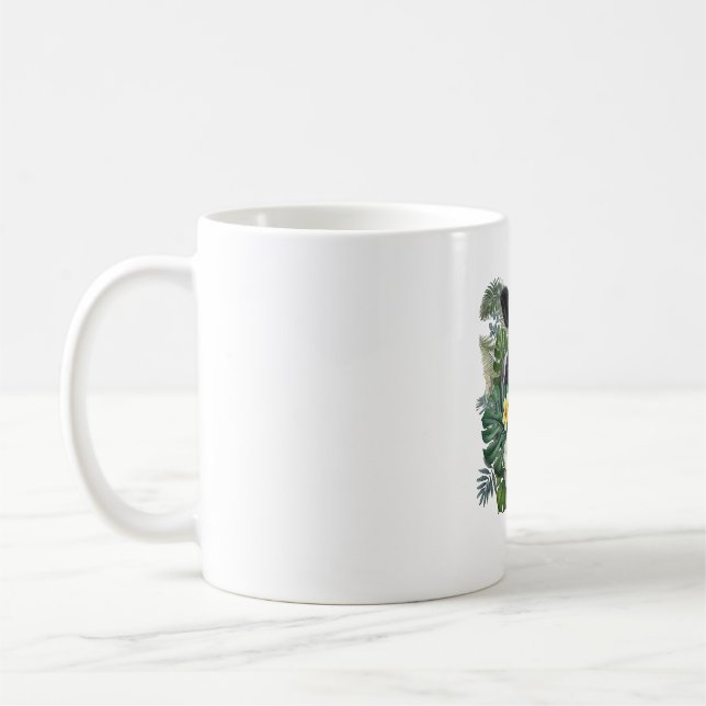 Cow in Floral Jungle Png, Tropical Cow Coffee Mug (Left)