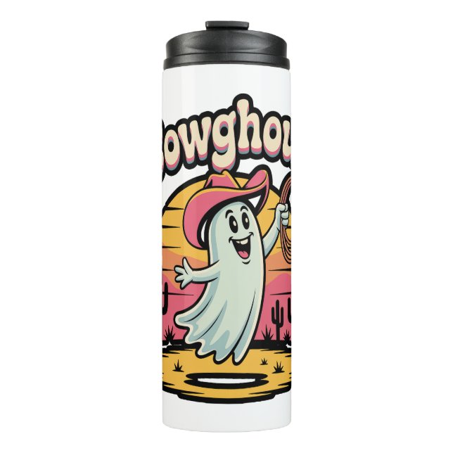 Cow in Floral Jungle , Tropical Cow Thermal Tumbler (Front)