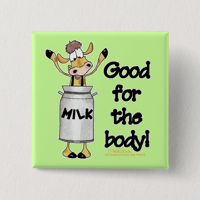 Cow in Milk Can 15 Cm Square Badge (Front)
