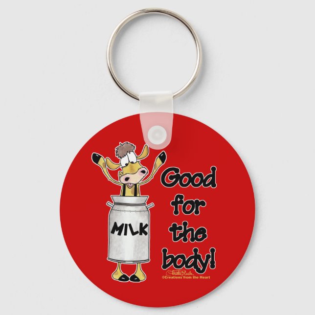 Cow in Milk Can Key Ring (Front)