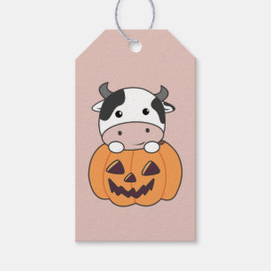 Cow In Pumpkin Cute Cows Happy Halloween Gift Tags