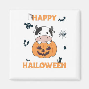 Cow In Pumpkin Cute Cows Happy Halloween Magnet