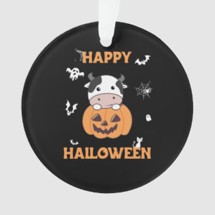 Cow In Pumpkin Cute Cows Happy Halloween Ornament