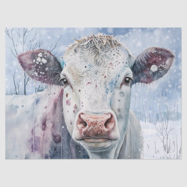 Cow in Snow Tissue Paper (Front)