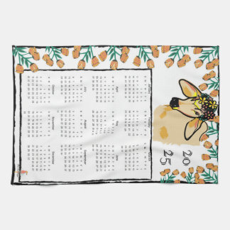 Cow In the Meadow 2025 Calendar Tea Towel