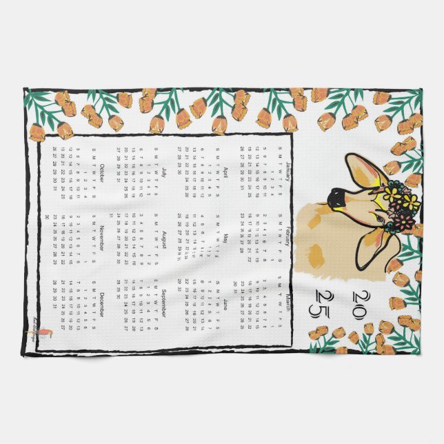 Cow In the Meadow 2025 Calendar Tea Towel (Horizontal)