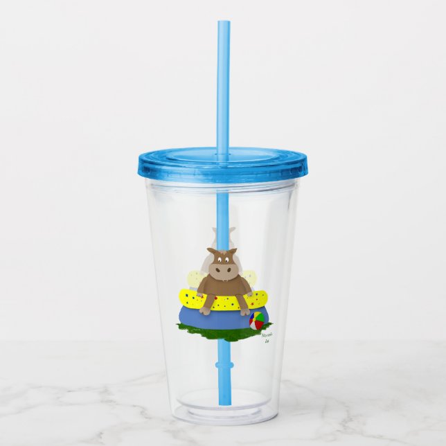 Cow In The Pool Acrylic Tumbler (Front)