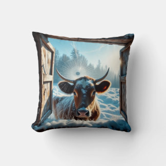 Cow in the Snow Cushion