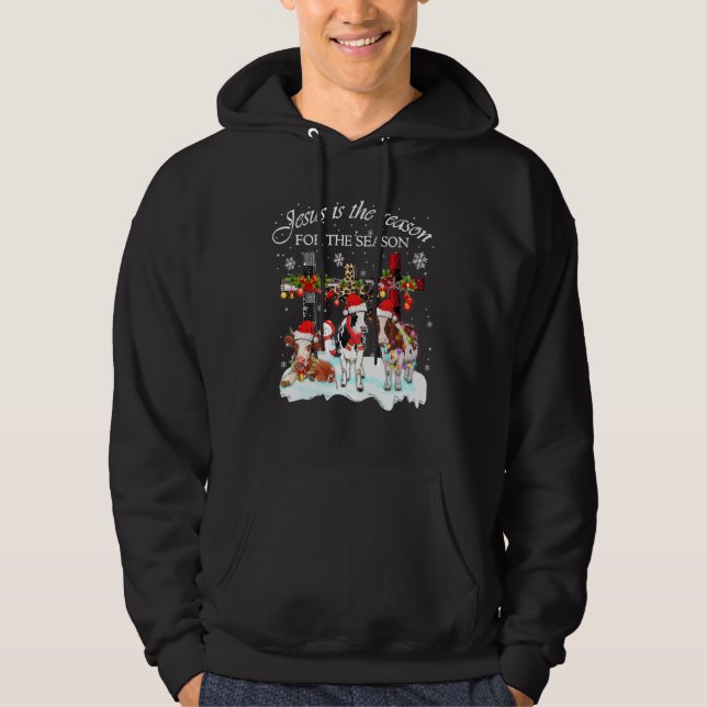 Cow Jesus Is The Reason For The Season Christmas Hoodie (Front)
