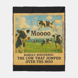 Cow Jumped Over the Moo – Whimsical Farm Pun Cart Fleece Blanket
