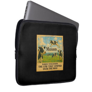 Cow Jumped Over the Moo – Whimsical Farm Pun Cart Laptop Sleeve