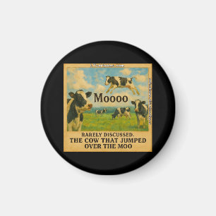 Cow Jumped Over the Moo – Whimsical  Farm Pun Cart Magnet