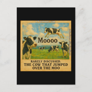 Cow Jumped Over the Moo – Whimsical  Farm Pun Cart Postcard