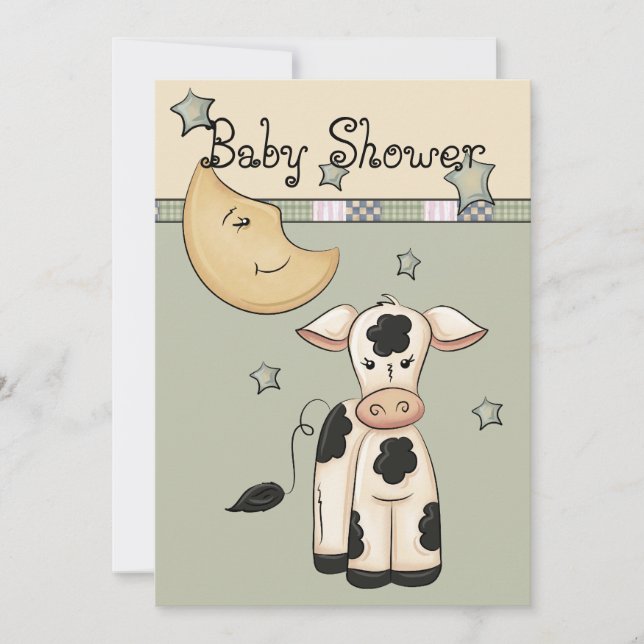Cow Jumped Over the Moon Baby Shower Invitations (Front)