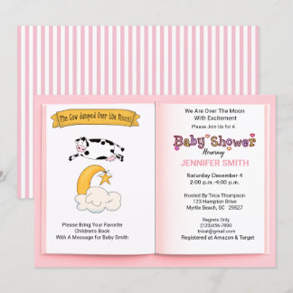 Cow Jumped Over the Moon Girls  Baby Shower Invitation