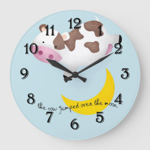 Cow Jumped Over the Moon Large Clock