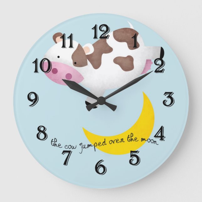 Cow Jumped Over the Moon Large Clock (Front)