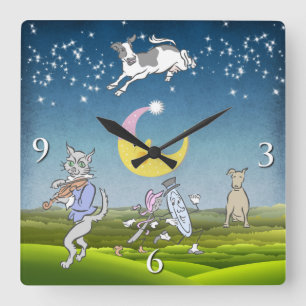 Cow Jumped Over The Moon Wall Clock (Pink)
