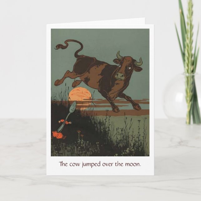 Cow Jumps Over the Moon, Greeting Card (Front)