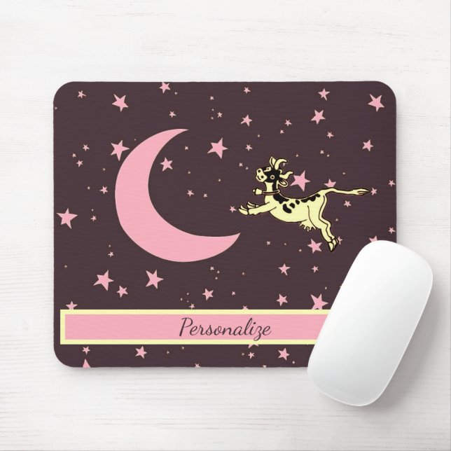 Cow Jumps Over The Moon Personalise Mouse Mat (With Mouse)