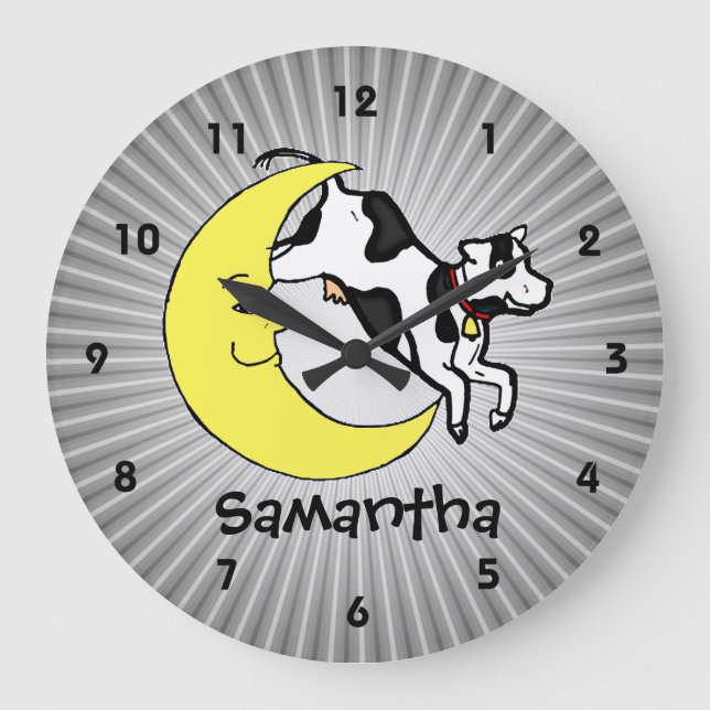 Cow Jumps Over the Moon Personalised Kids Clock (Front)