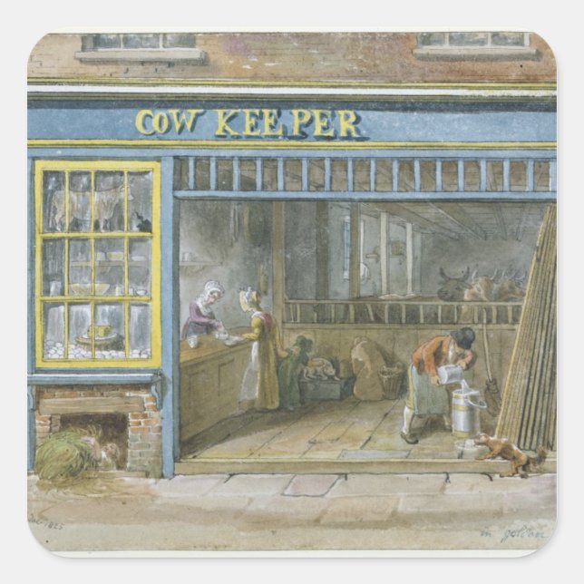 Cow Keeper, 1825 Square Sticker (Front)