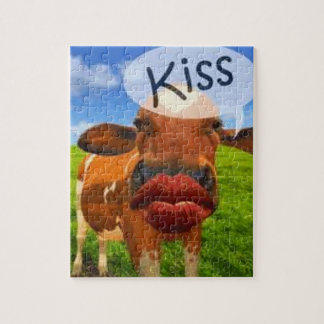 Cow kiss! Cute and entertaining! Jigsaw Puzzle
