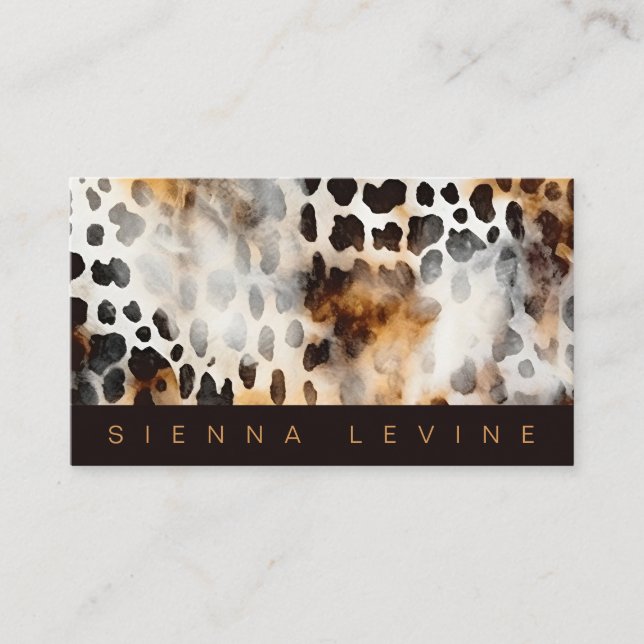 Cow Leopard Print Animal Skin Abstract Art Business Card (Front)