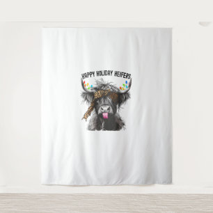 Cow Leopard Print - Happy Holiday Heifers Tapestry