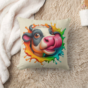 Cow licking nose cushion