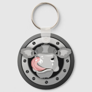 Cow licking nose key ring