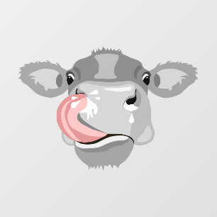 Cow licking nose window cling