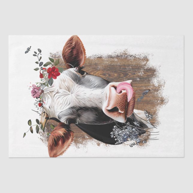Cow Licking Watercolor Tissue Paper (Front)
