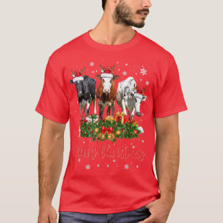 Cow Lights and Tree Christmas  T-Shirt