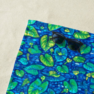 Cow Lilies, Spatterdock Summer Pond Floral Pattern Beach Towel