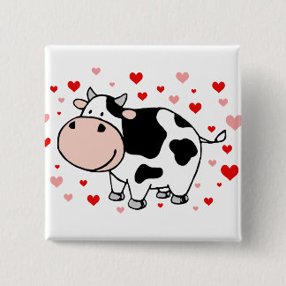 Cow Love 15 Cm Square Badge