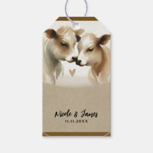 Cow Love Brown Cream Country Wedding Gift Tags