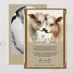 Cow Love Brown Cream Country Wedding Thank You Invitation