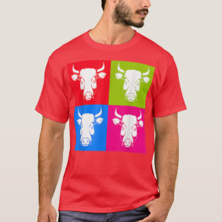 Cow Lover Farm Animal Farming Farmer Pop Art Cow  T-Shirt