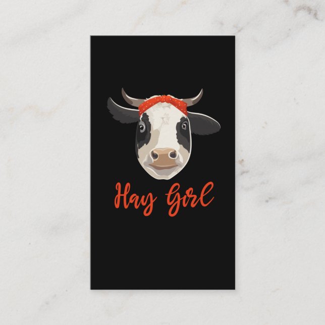 Cow Lover Girl Funny Female Cattle Farmer Business Card (Front)