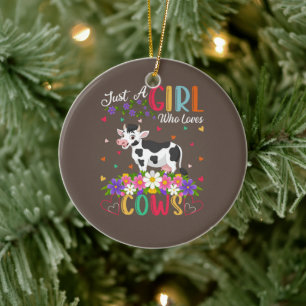 Cow Lover Just A Girl Who Loves Cows Ceramic Tree Decoration